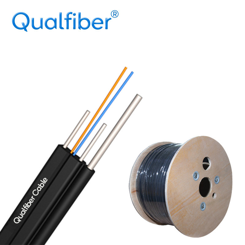 FRP Strength FTTH Drop Cable 1/2/4 Core Aerial Outdoor Drop Cable With Messenger
