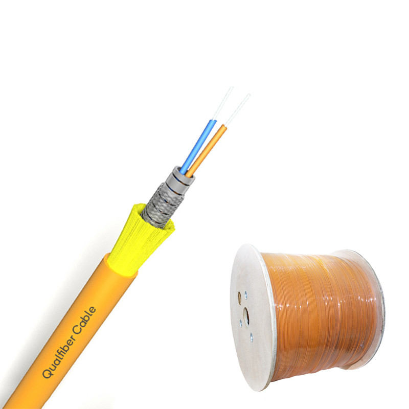 2 Core Spiral Armor Indoor Fiber Optic Cable Orange Color With Braiding supplier