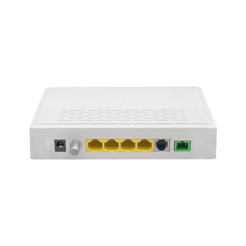 White EPON ONU QF-HE103CP 1GE+3FE+CATV+POTS Remote Control CATV Support VoIP Telephone supplier